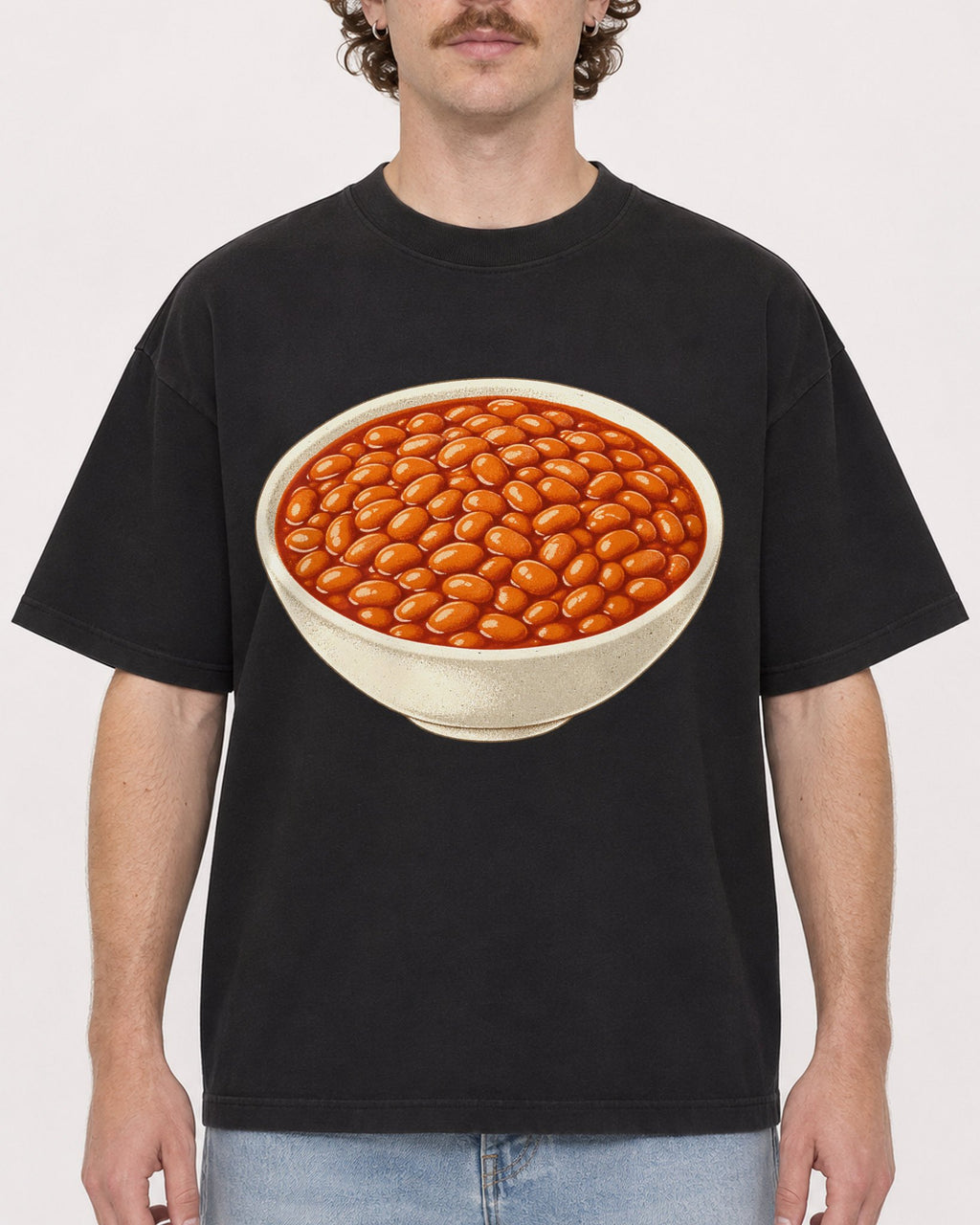 Mockup Boxy Heavyweight Tee Black male close-up 09