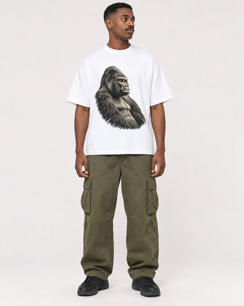 Mockup Boxy Heavyweight Tee White male full-body 14