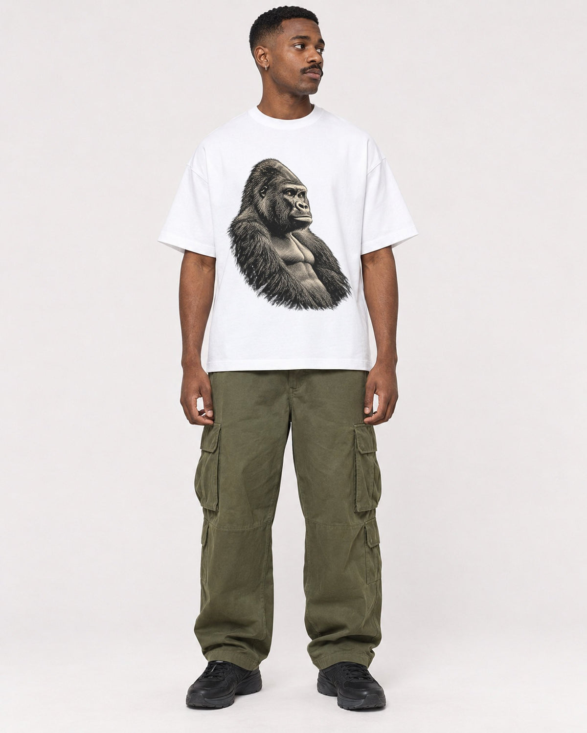 Mockup Boxy Heavyweight Tee White male full-body 14