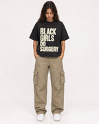 Mockup Boxy Heavyweight Tee Black female full-body 06