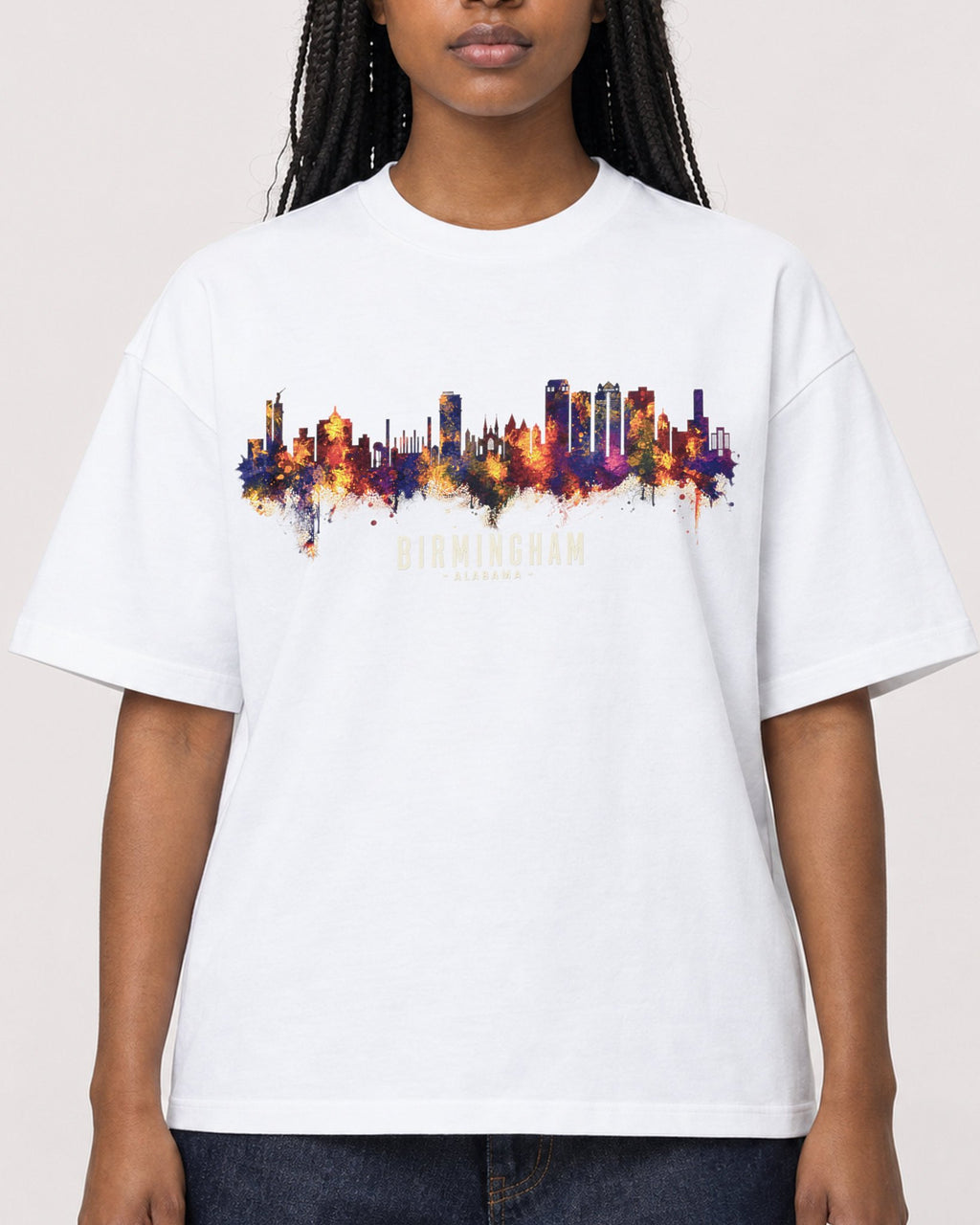 Mockup Boxy Heavyweight Tee White female close-up 04