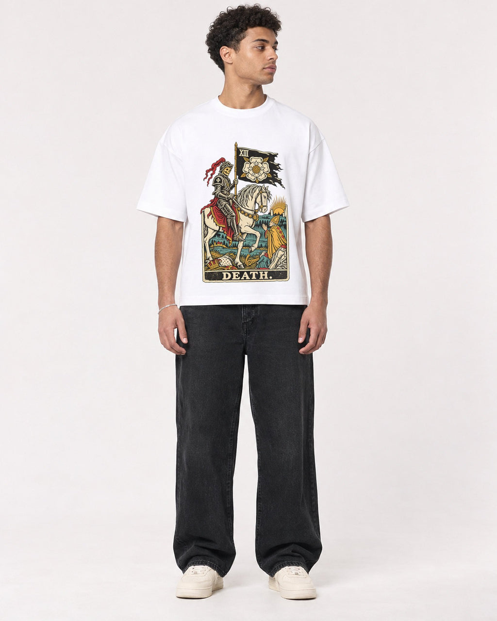 Mockup Boxy Heavyweight Tee White male full-body 10