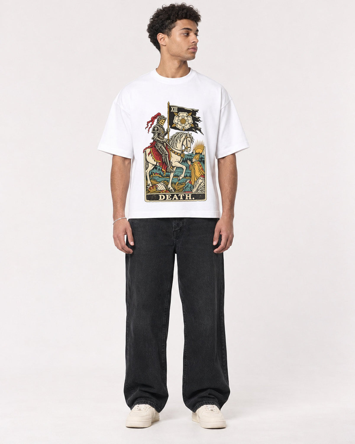 Mockup Boxy Heavyweight Tee White male full-body 10