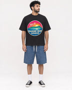 Mockup Boxy Heavyweight Tee Black male full-body 07