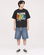 Mockup Boxy Heavyweight Tee Black male full-body 11