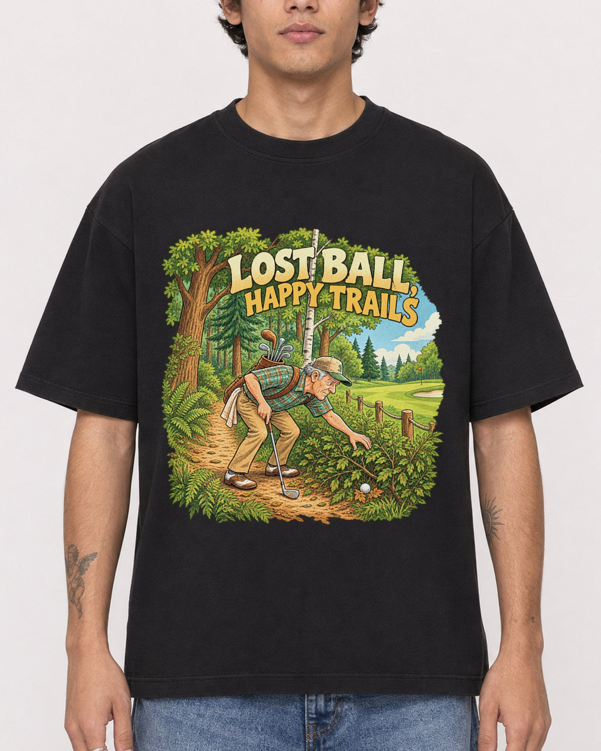 Mockup Boxy Heavyweight Tee Black male close-up 06