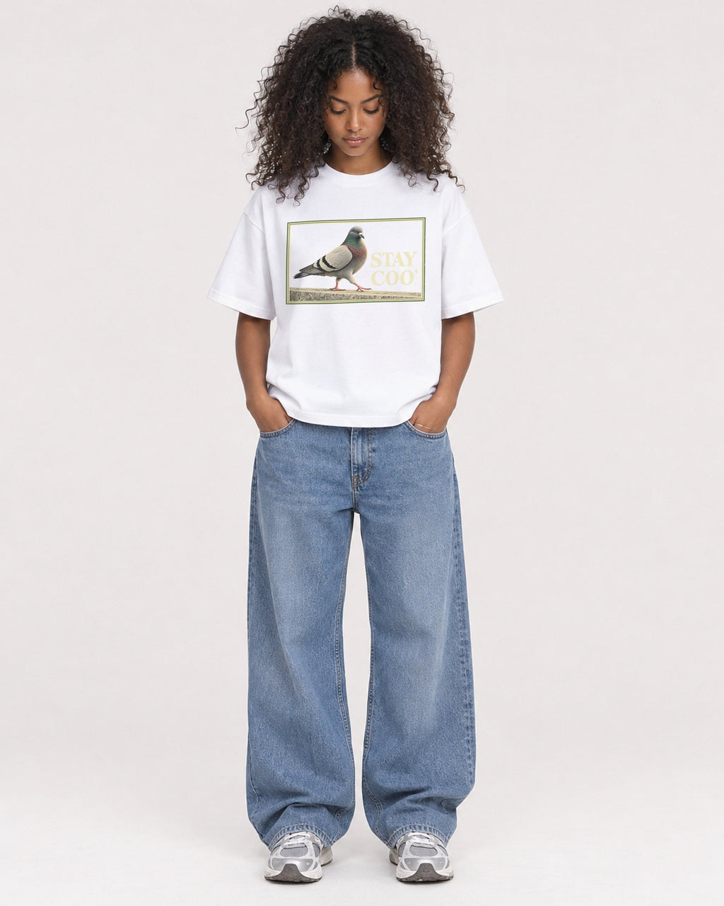 Mockup Boxy Heavyweight Tee White female full-body 05