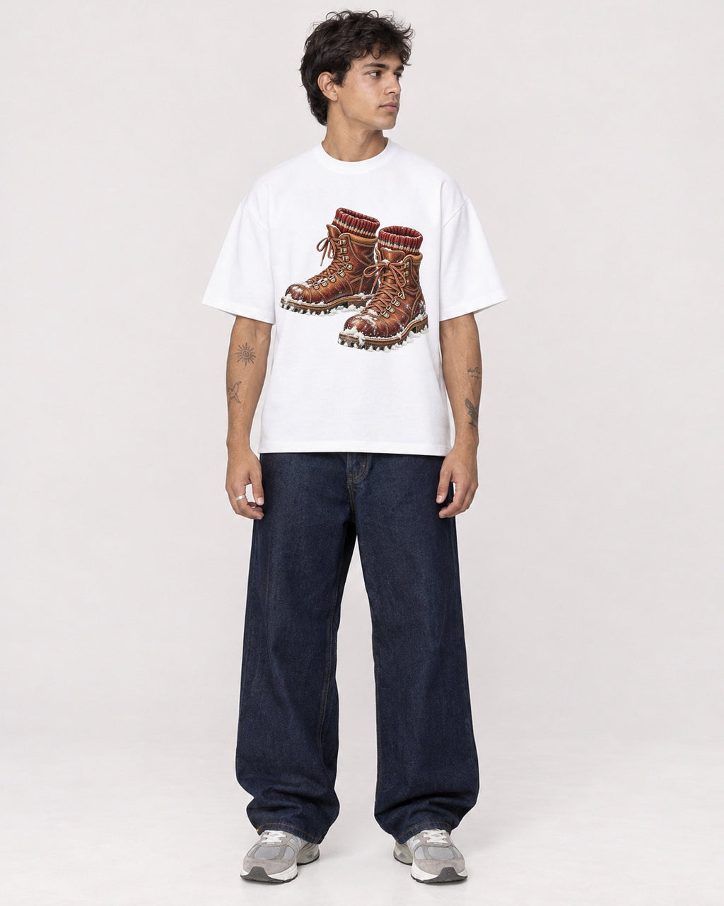 Mockup Boxy Heavyweight Tee White male full-body 06