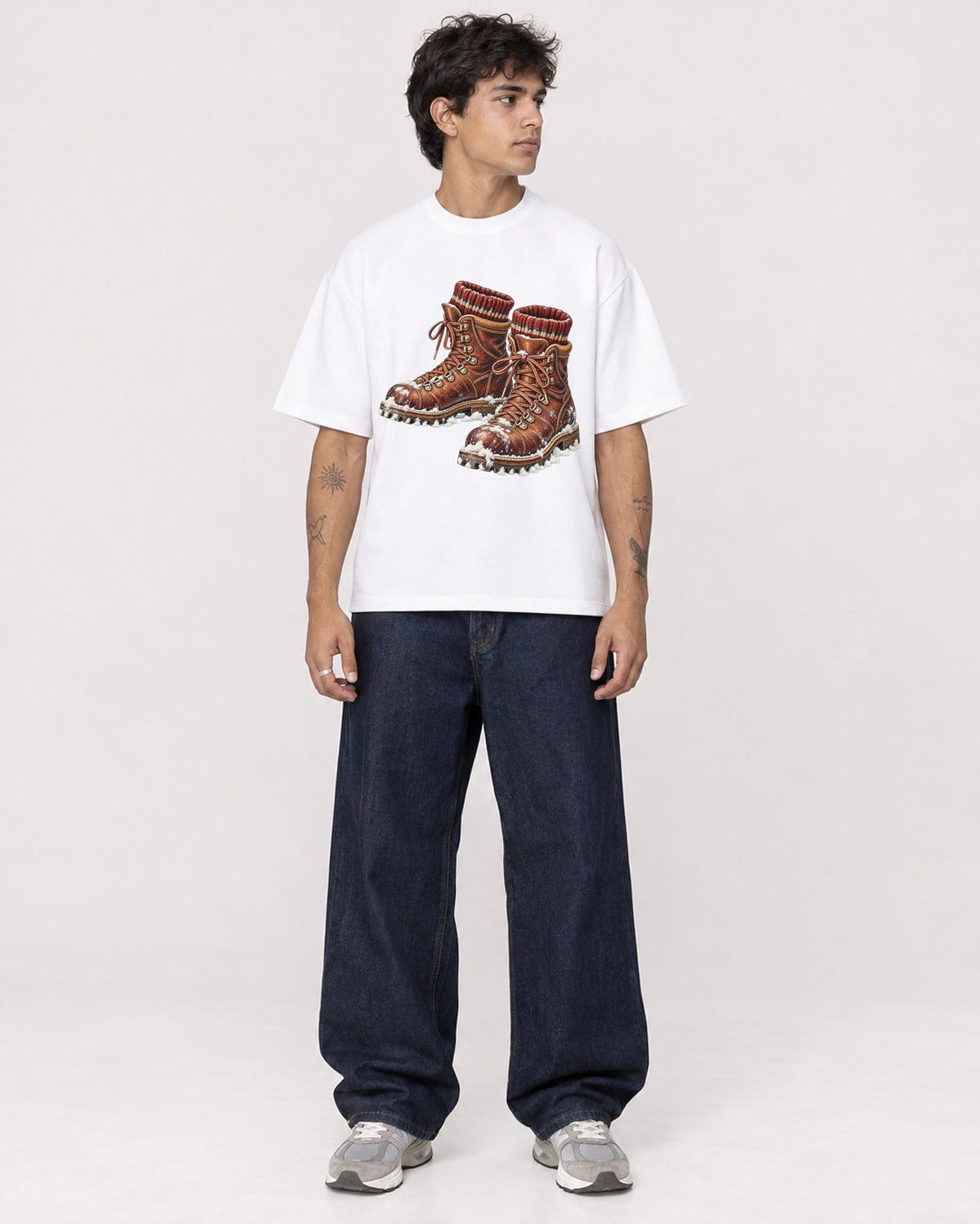Mockup Boxy Heavyweight Tee White male full-body 06