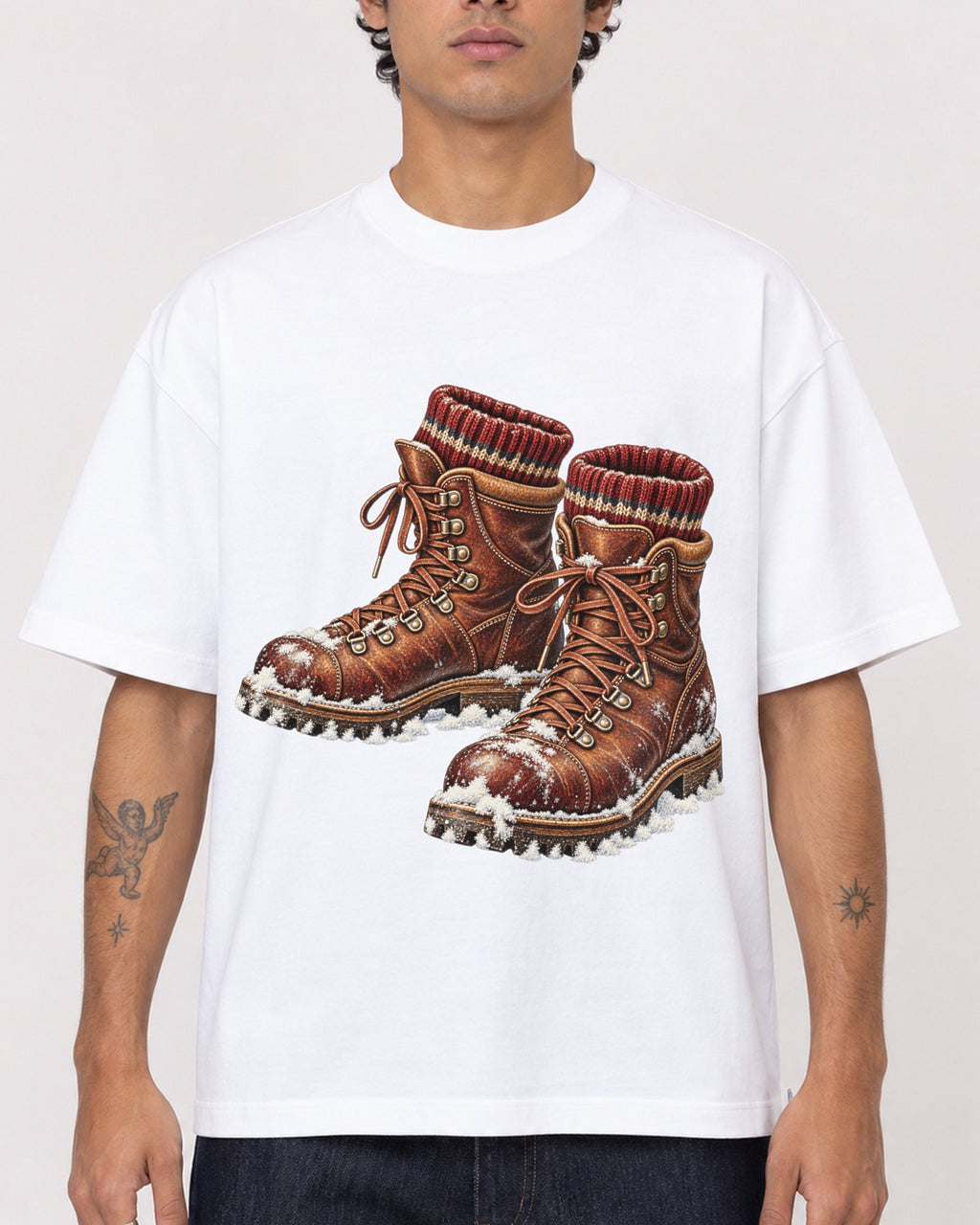 Mockup Boxy Heavyweight Tee White male close-up 06