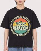 Mockup Boxy Heavyweight Tee Black male close-up 11