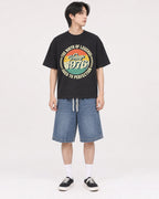 Mockup Boxy Heavyweight Tee Black male full-body 11