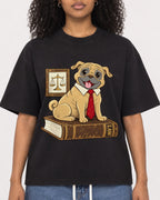 Mockup Boxy Heavyweight Tee Black female close-up 05