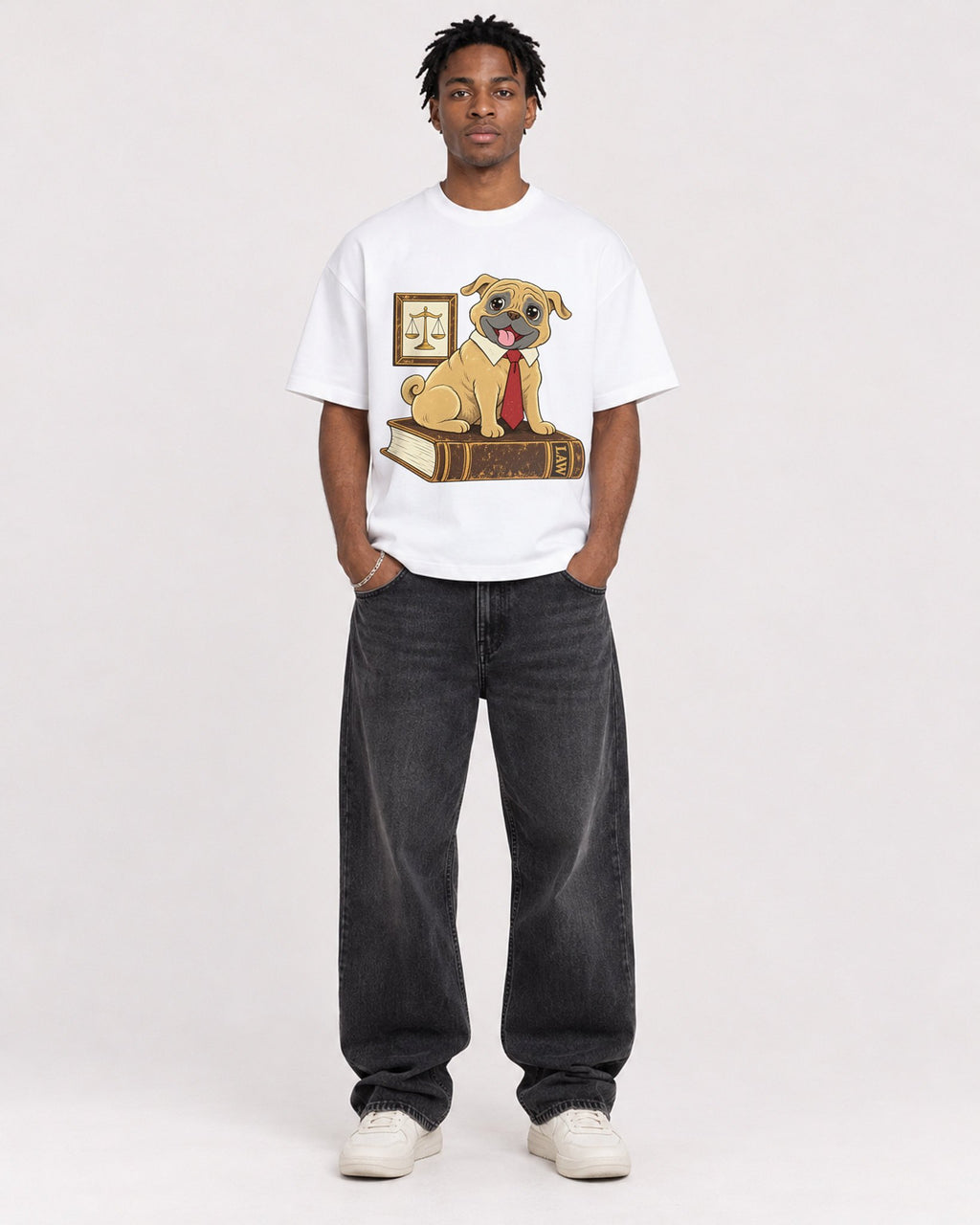Mockup Boxy Heavyweight Tee White male full-body 05