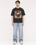 Mockup Boxy Heavyweight Tee Black male full-body 13
