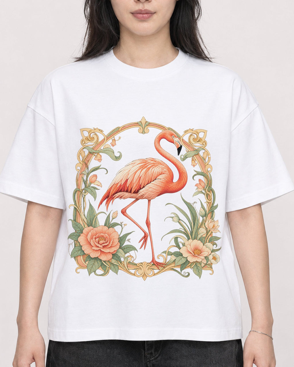 Mockup Boxy Heavyweight Tee White female close-up 13