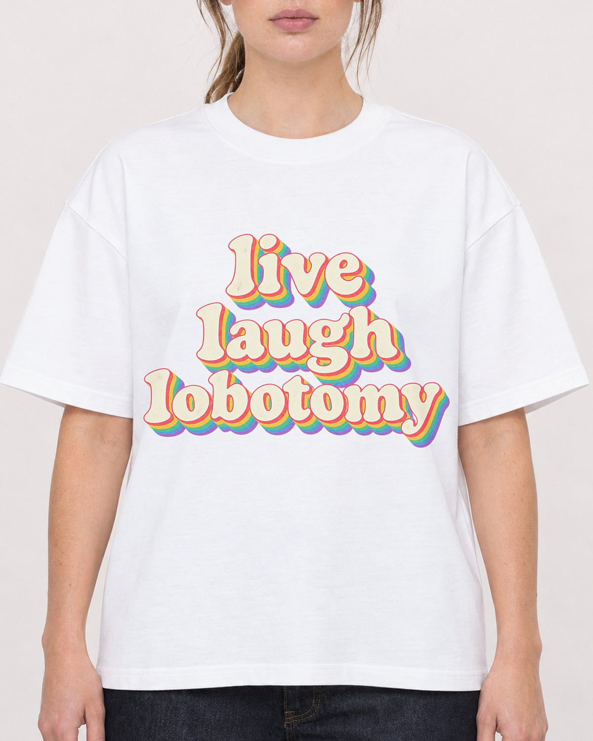 Mockup Boxy Heavyweight Tee White female close-up 29