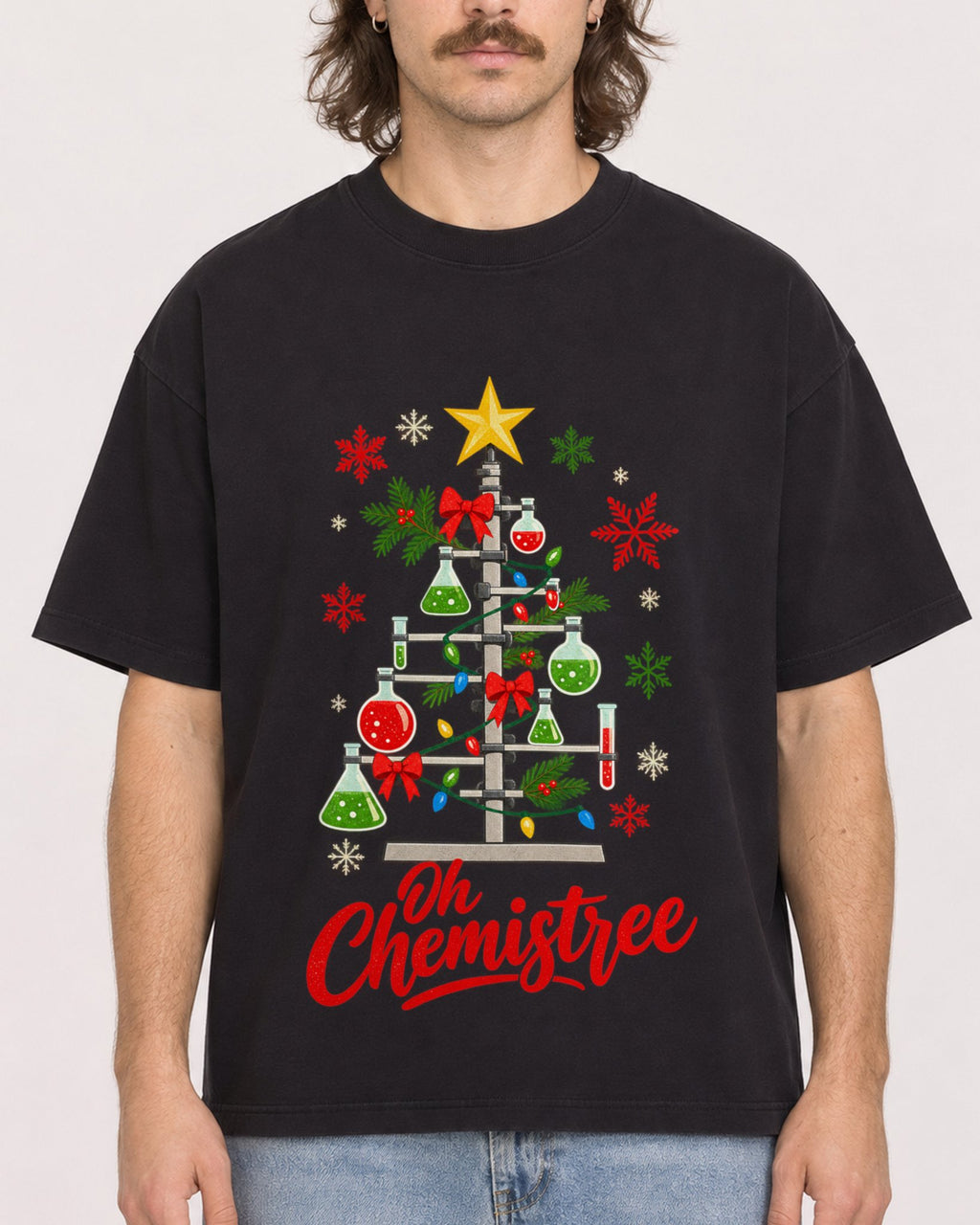 Mockup Boxy Heavyweight Tee Black male close-up 49
