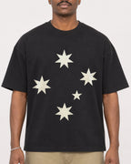 Mockup Boxy Heavyweight Tee Black male close-up 44