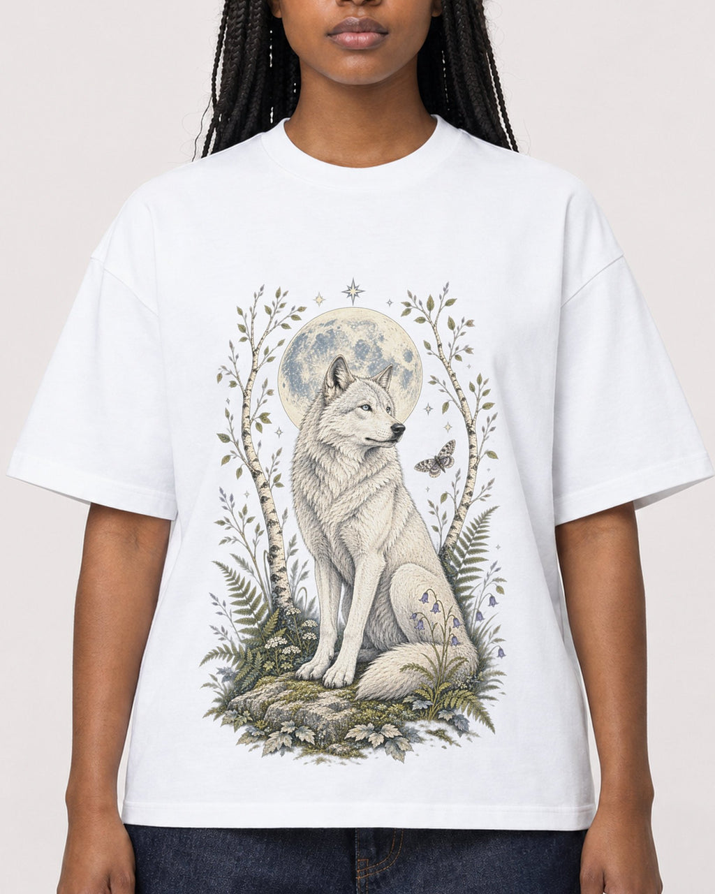 Mockup Boxy Heavyweight Tee White female close-up 04