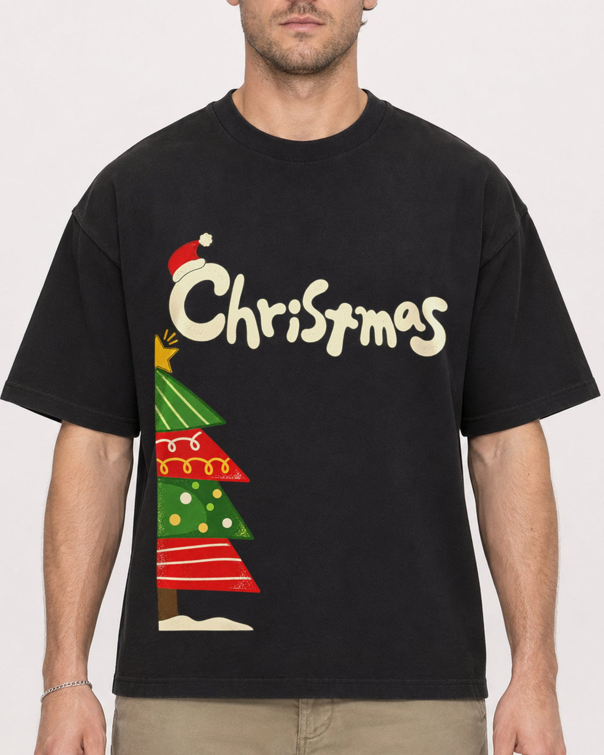 Mockup Boxy Heavyweight Tee Black male close-up 08
