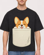 Mockup Boxy Heavyweight Tee Black male close-up 38