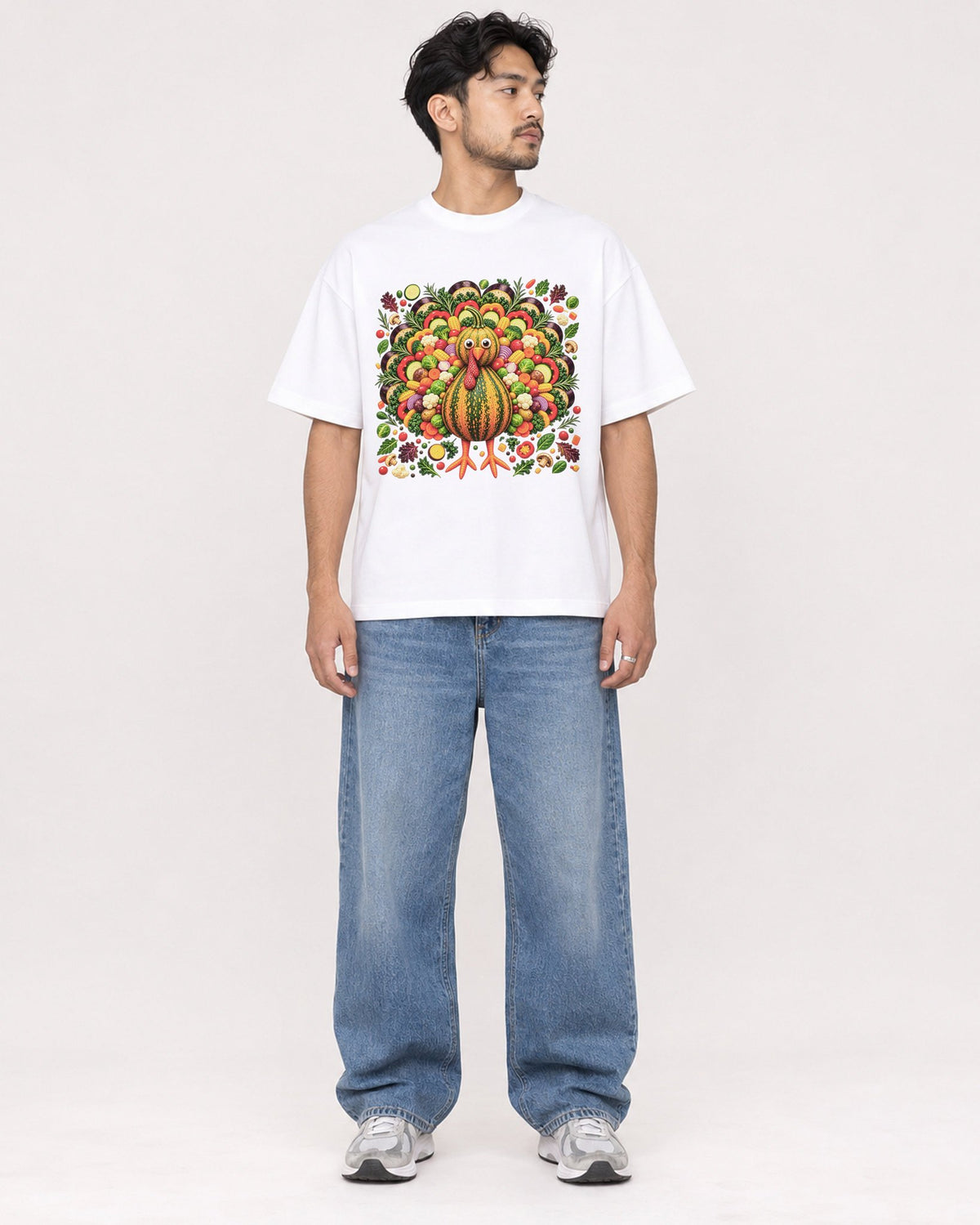 Mockup Boxy Heavyweight Tee White male full-body 02