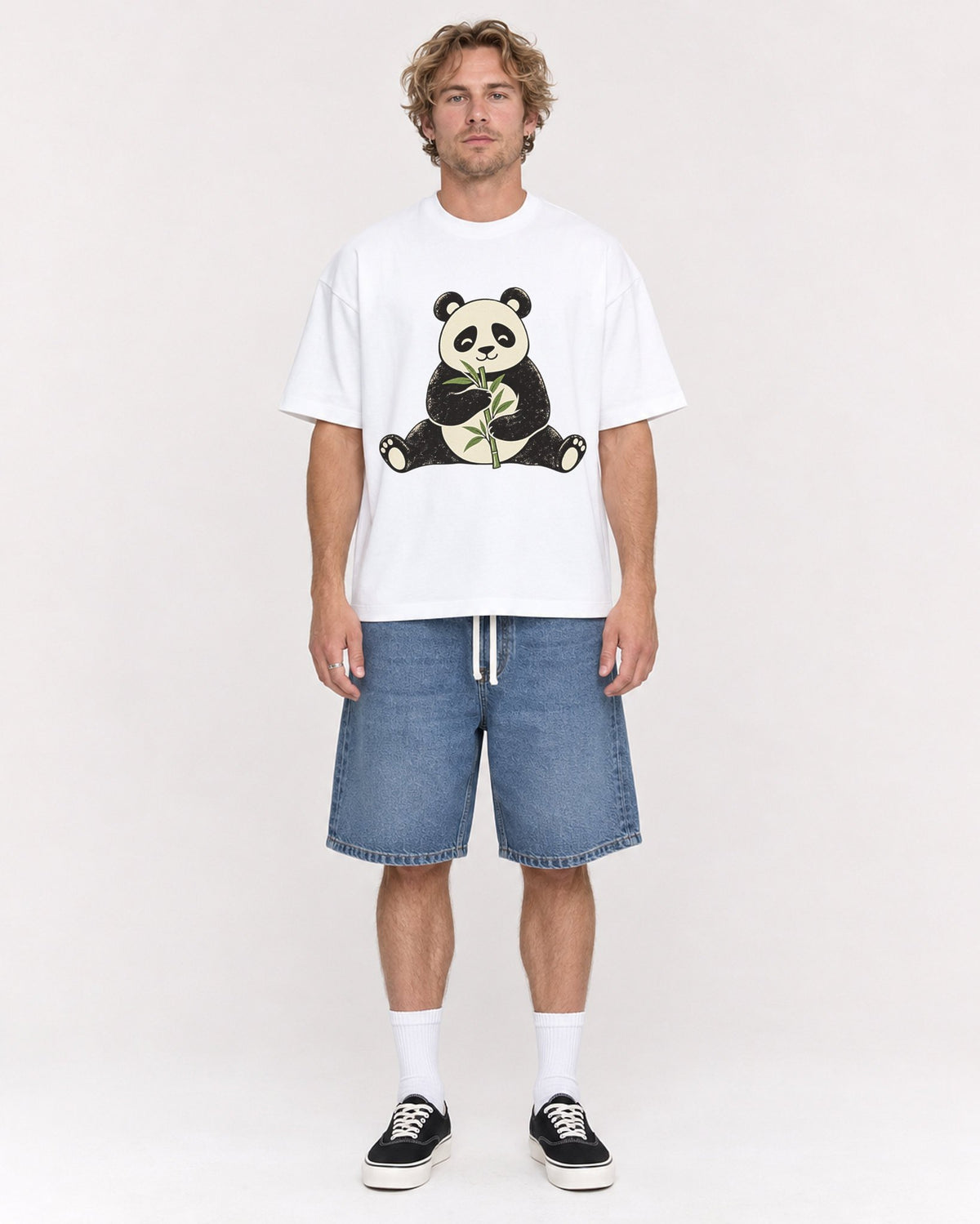 Mockup Boxy Heavyweight Tee White male full-body 28