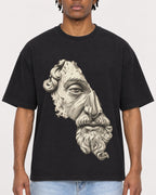 Mockup Boxy Heavyweight Tee Black male close-up 05
