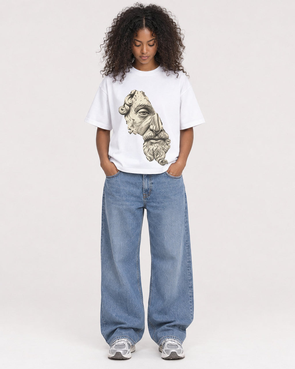 Mockup Boxy Heavyweight Tee White female full-body 05