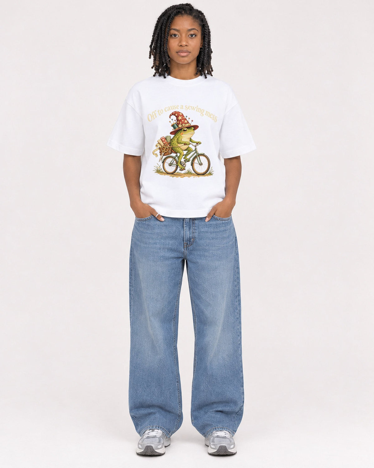 Mockup Boxy Heavyweight Tee White female full-body 15
