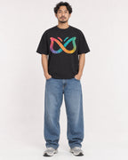 Mockup Boxy Heavyweight Tee Black male full-body 02