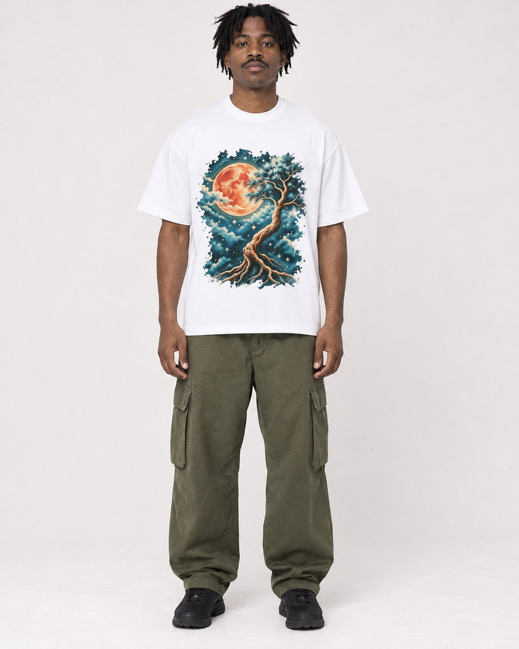 Mockup Boxy Heavyweight Tee White male full-body 04