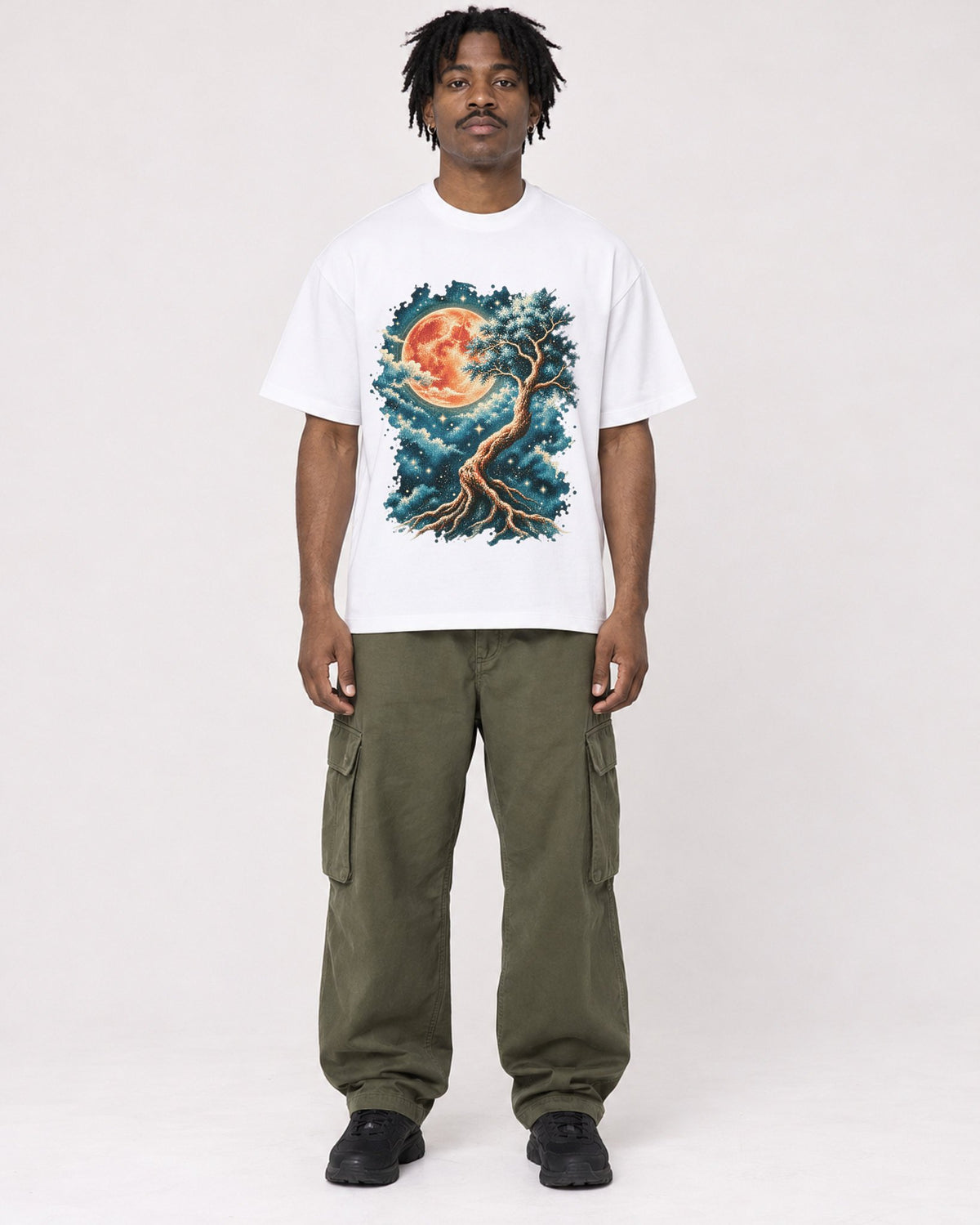 Mockup Boxy Heavyweight Tee White male full-body 04