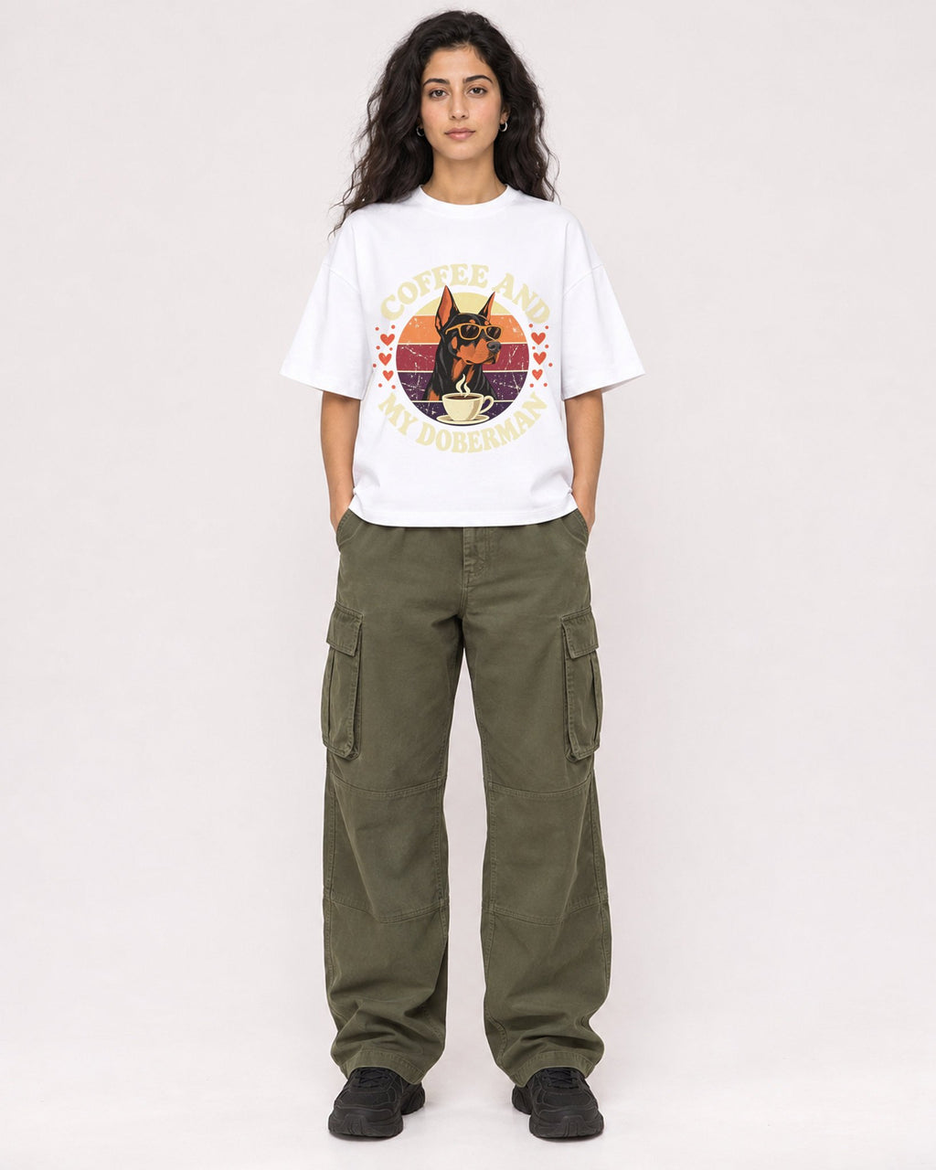 Mockup Boxy Heavyweight Tee White female full-body 07