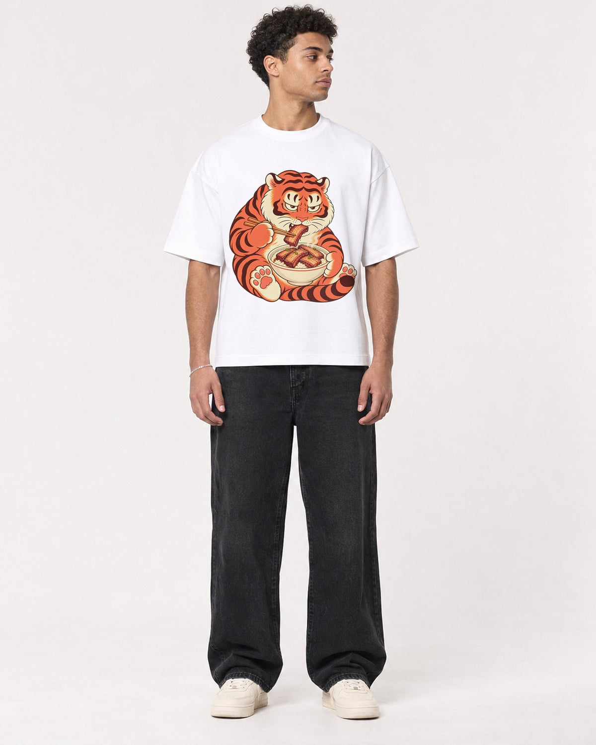 Mockup Boxy Heavyweight Tee White male full-body 10