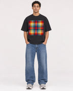 Mockup Boxy Heavyweight Tee Black male full-body 10