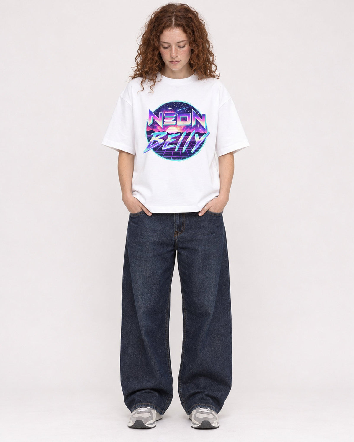 Mockup Boxy Heavyweight Tee White female full-body 09