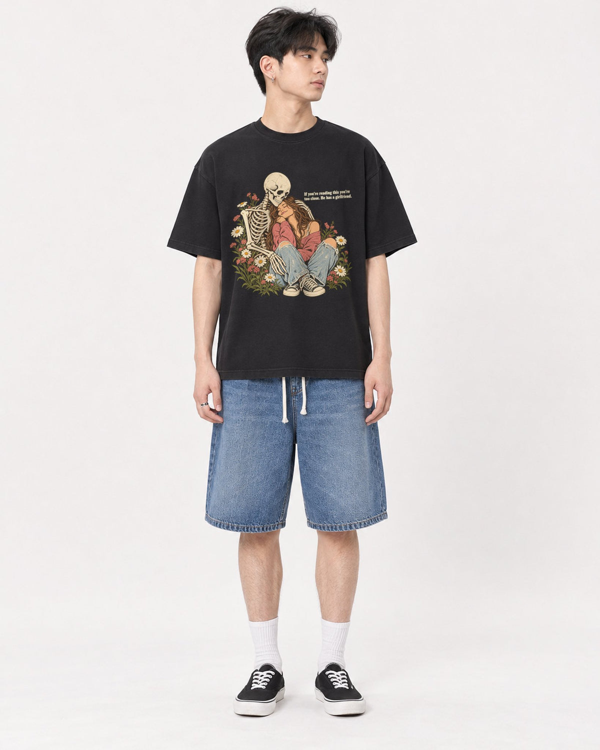 Mockup Boxy Heavyweight Tee Black male full-body 31