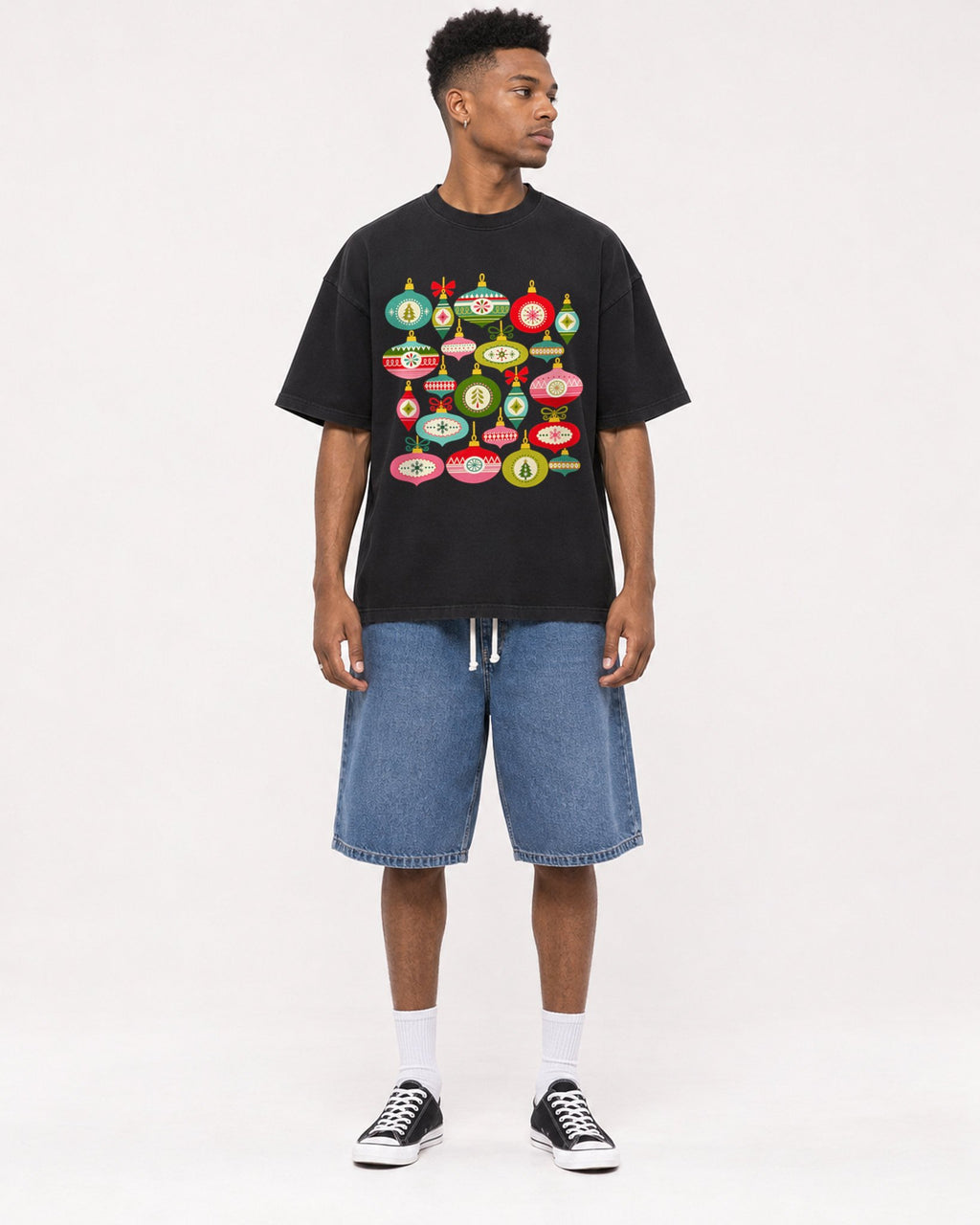Mockup Boxy Heavyweight Tee Black male full-body 15