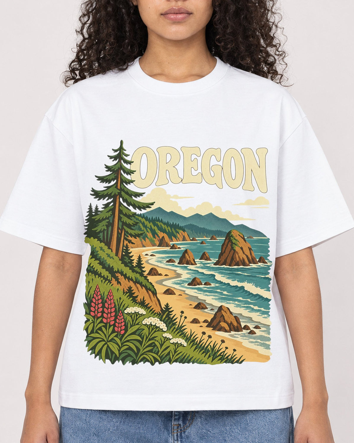 Mockup Boxy Heavyweight Tee White female close-up 10