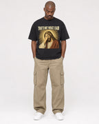 Mockup Boxy Heavyweight Tee Black male full-body 44