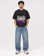 Mockup Boxy Heavyweight Tee Black male full-body 42