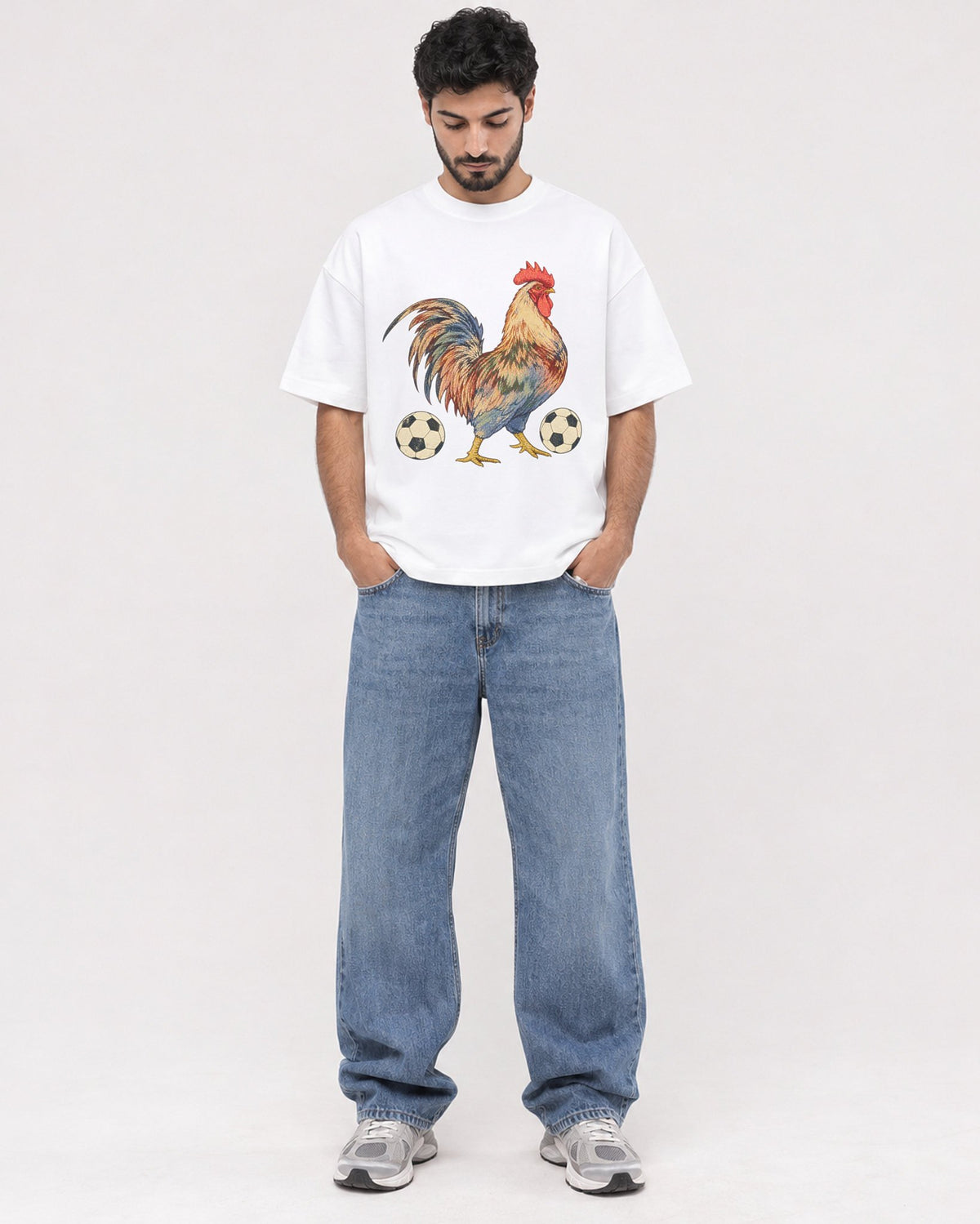 Mockup Boxy Heavyweight Tee White male full-body 07