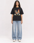 Mockup Boxy Heavyweight Tee Black female full-body 07