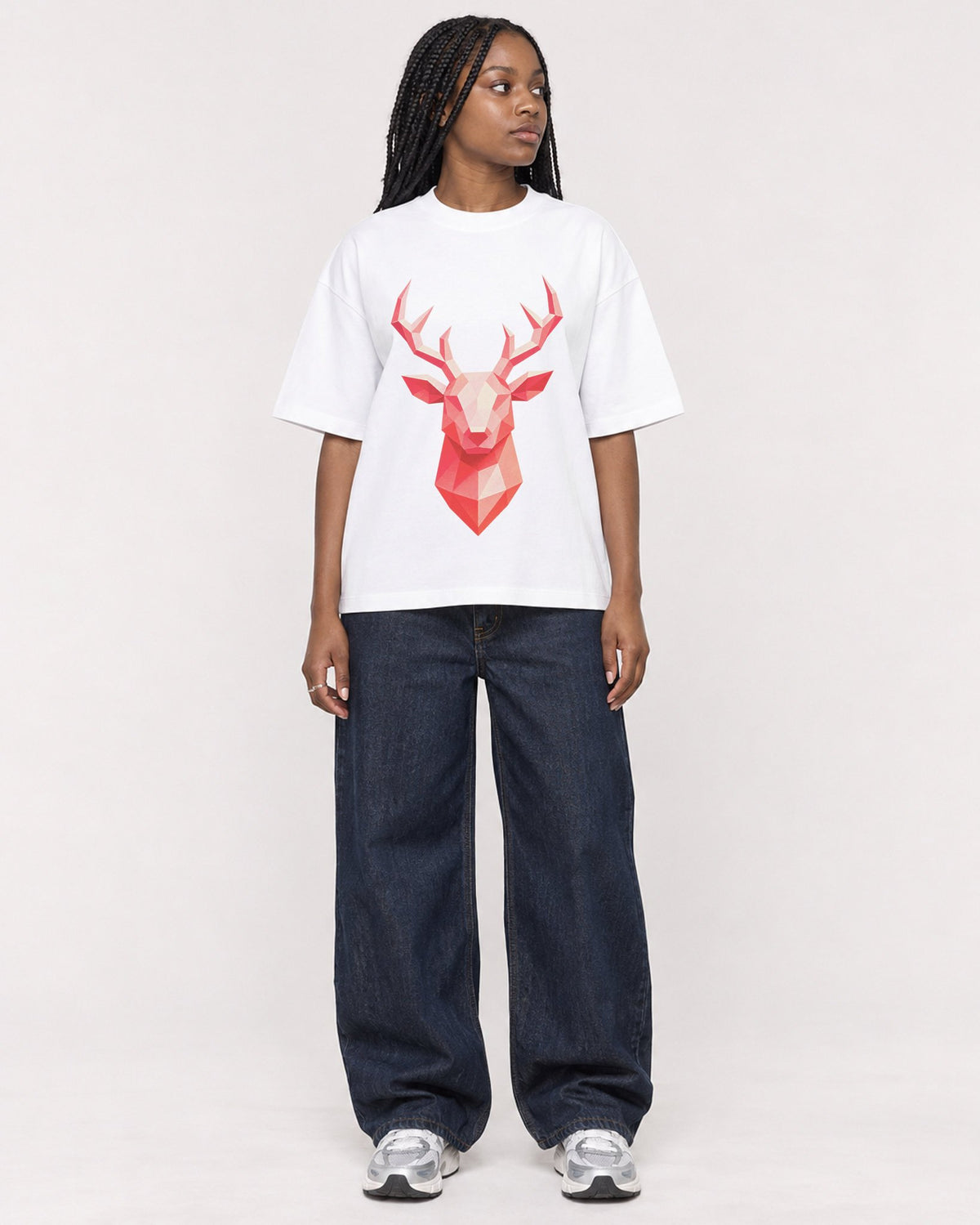 Mockup Boxy Heavyweight Tee White female full-body 04