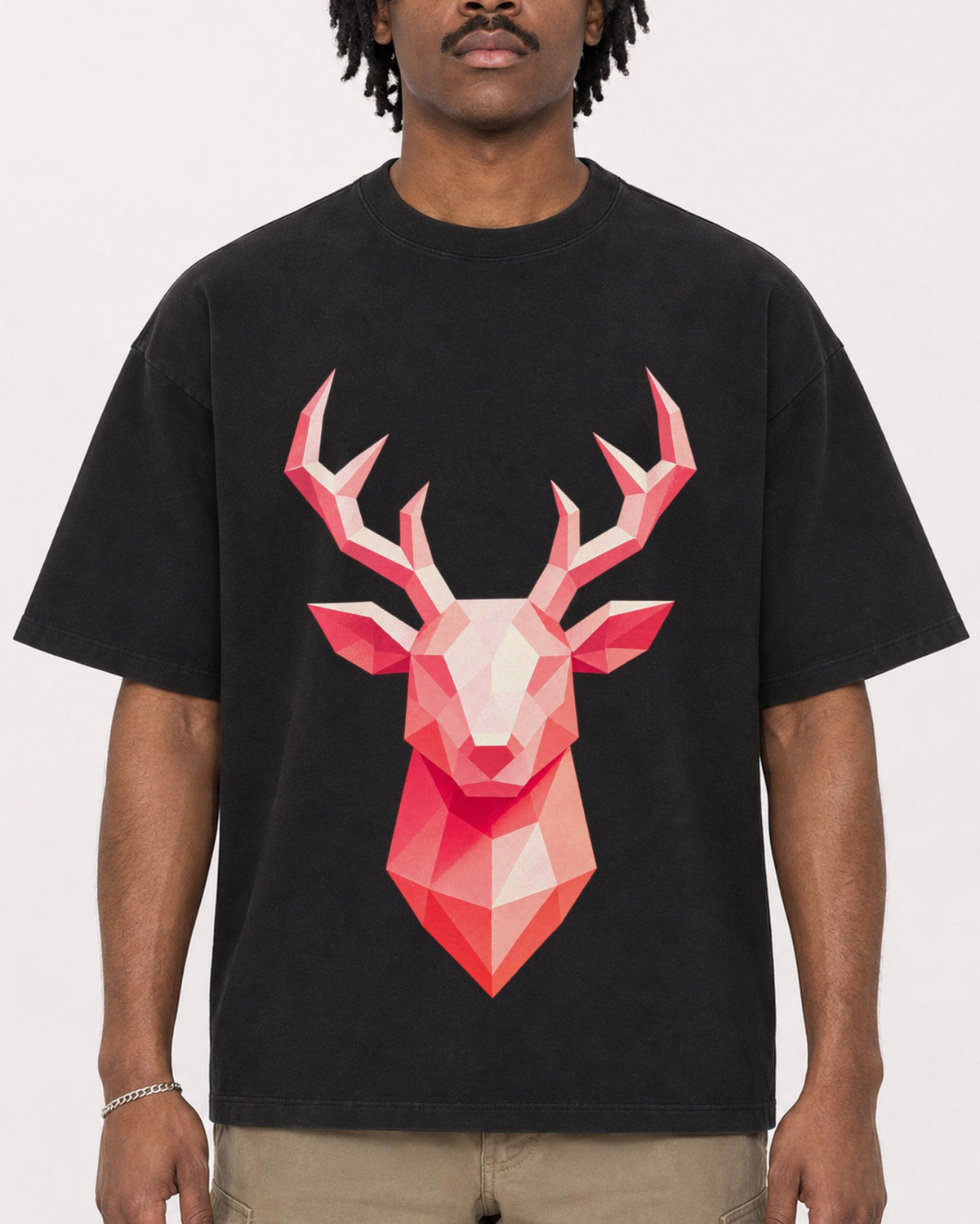 Mockup Boxy Heavyweight Tee Black male close-up 04