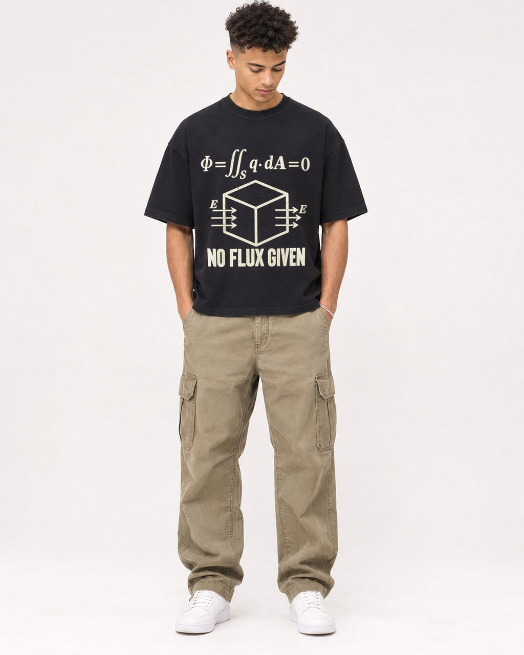 Mockup Boxy Heavyweight Tee Black male full-body 20