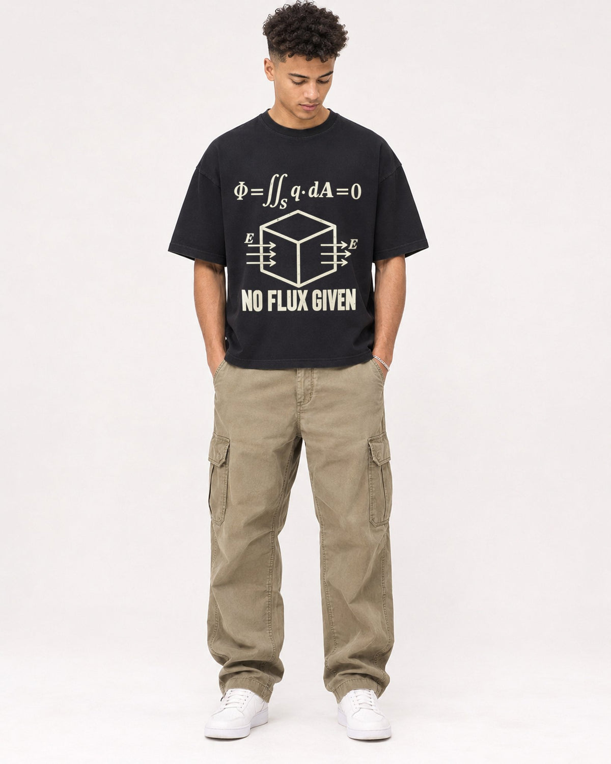 Mockup Boxy Heavyweight Tee Black male full-body 20