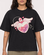 Mockup Boxy Heavyweight Tee Black female close-up 06
